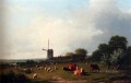 牧草地で牛が放牧されているパノラマの夏の風景 ユージン・フェルベックホーフェンの動物